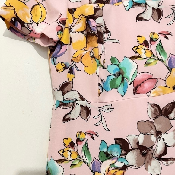 Nation LTD Dress Sheath Floral Spring Pink Short Sleeve Summer size 8 - Picture 2 of 4
